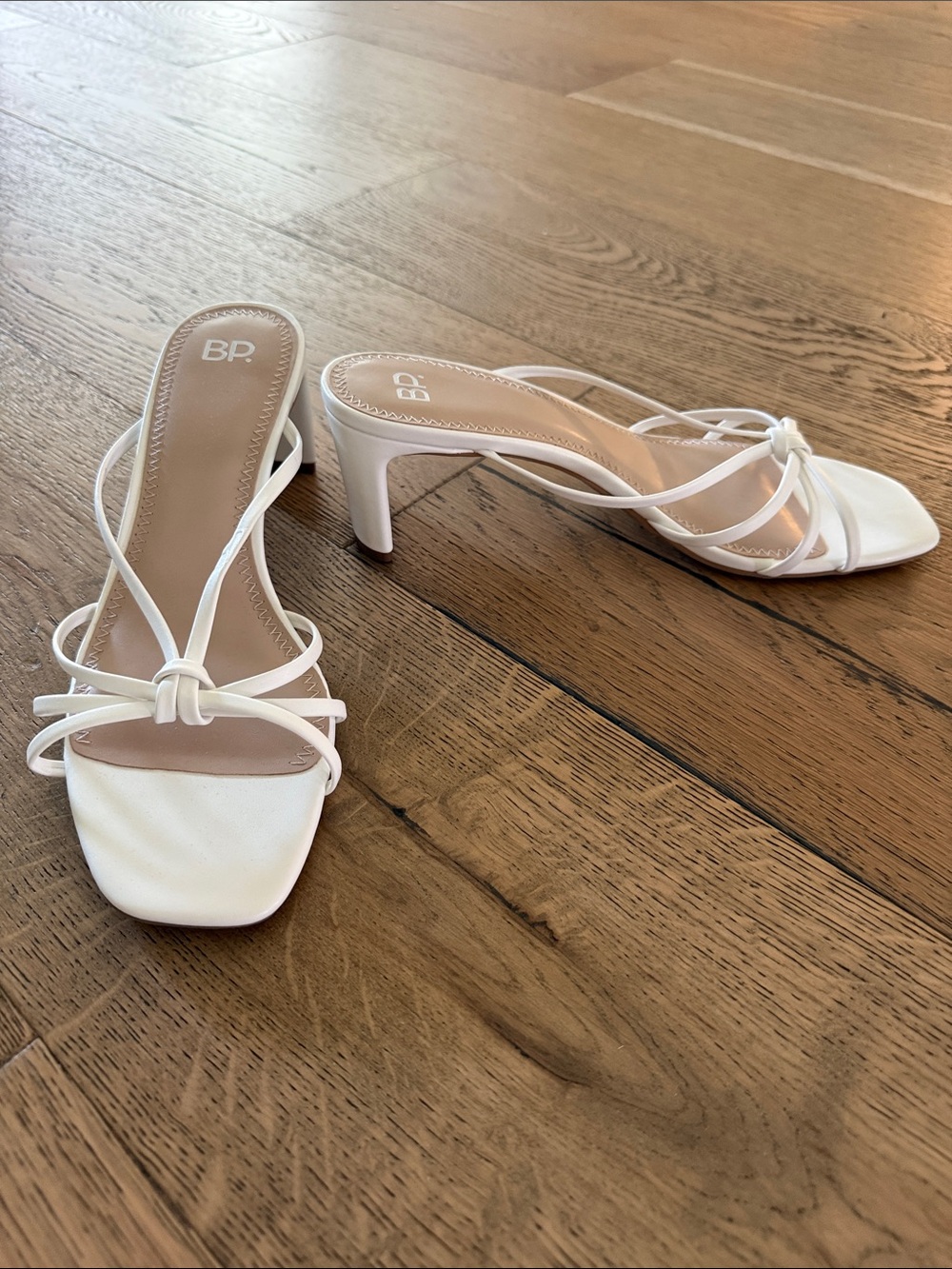 bp White Strappy Knot Mid-Heel Mules
